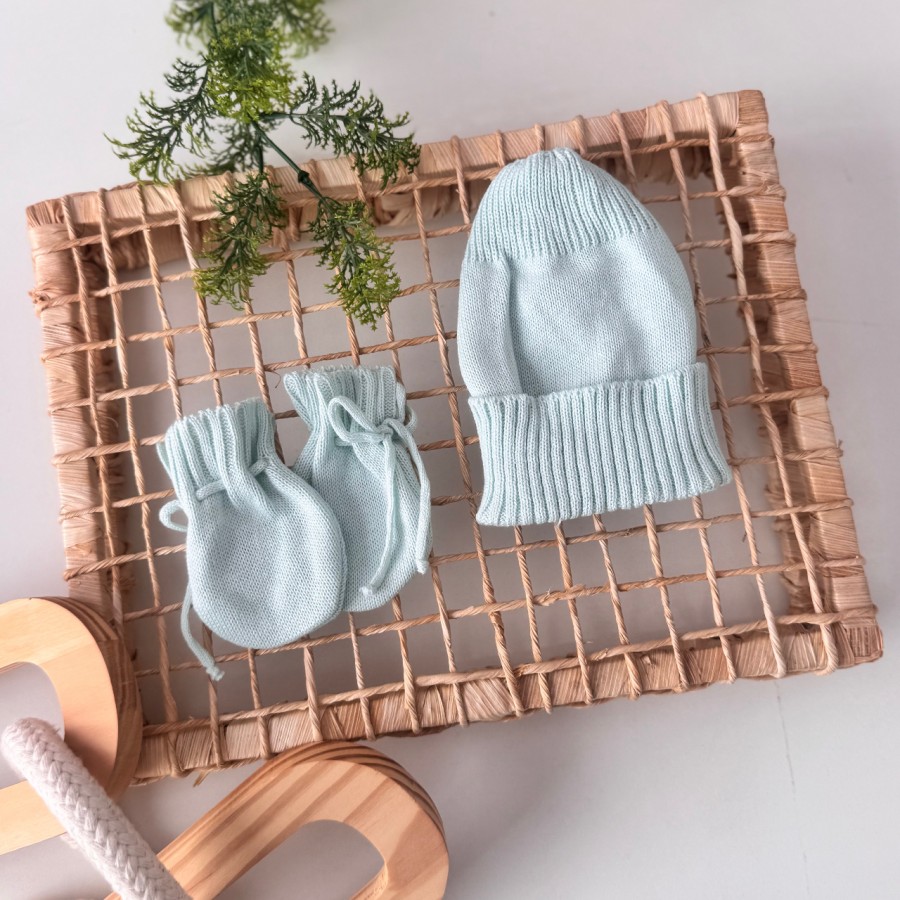 kit touca e luva- verde agua